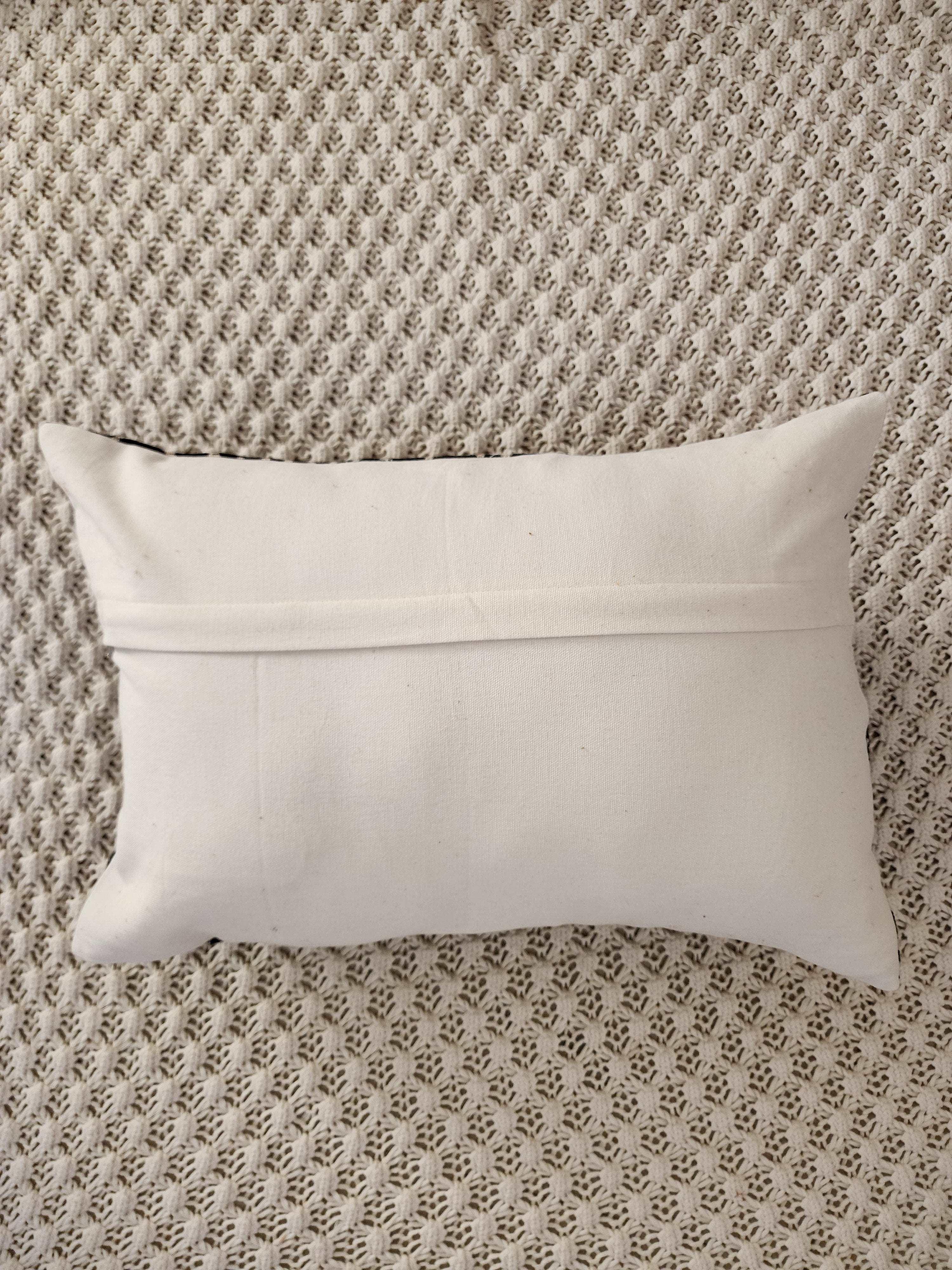 White 2024 mudcloth pillow