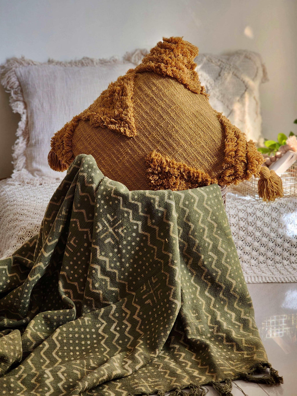 Aurelia Tufted Pillow Cover-Pillows-Hyppy.in-16inch x 16inch-Without filler-Hyppy.in