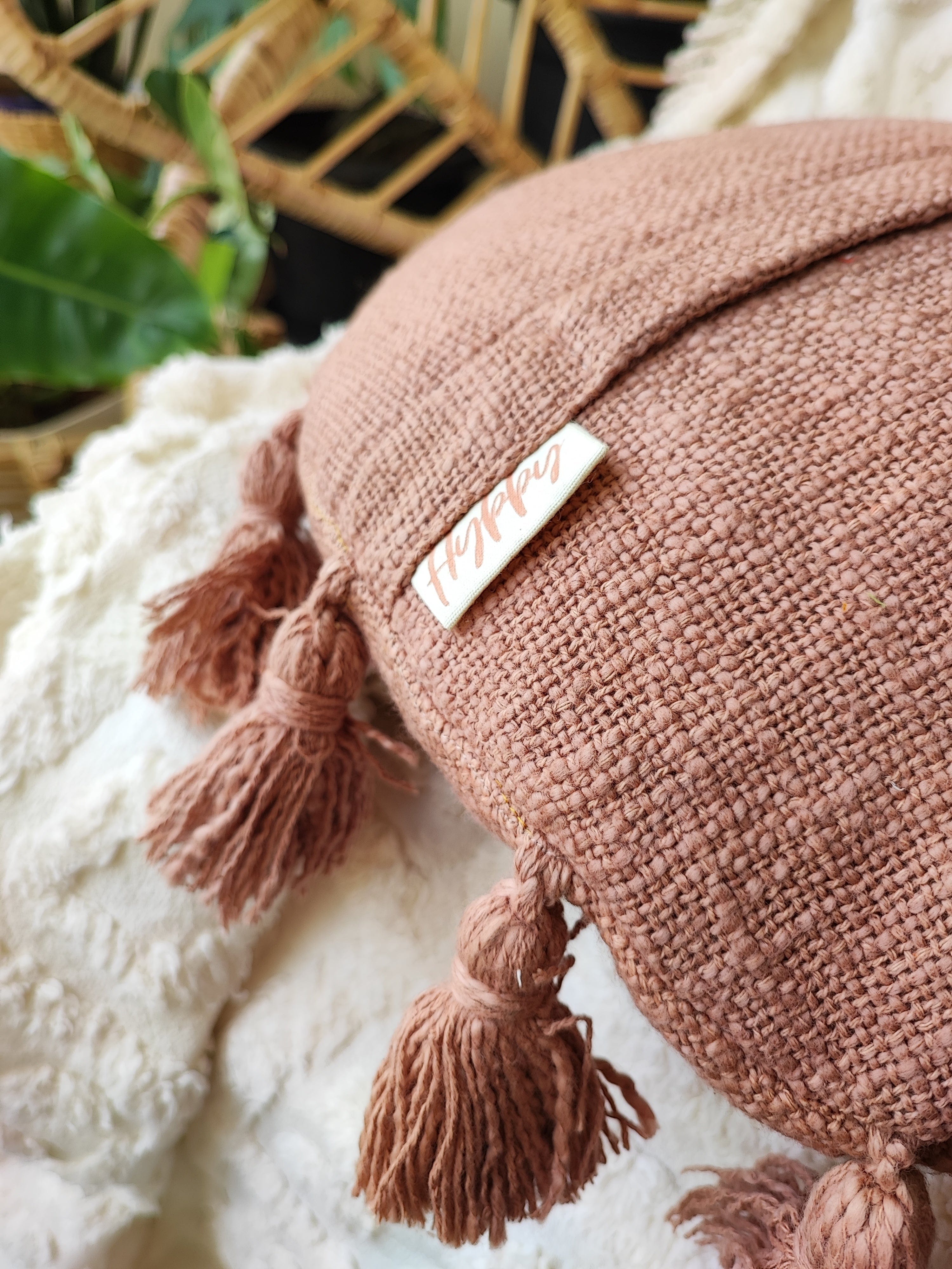 Sage Tassel Pillow Cover-Pillows-Hyppy.in-14inch x 14inch-Without filler-Hyppy.in